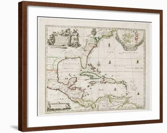 A New Map of the English Plantations in America, 1673 (Coloured Engraving)-Robert Morden-Framed Giclee Print