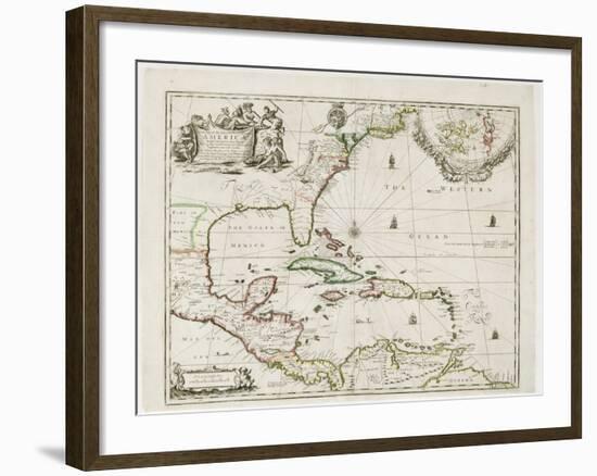 A New Map of the English Plantations in America, 1673 (Coloured Engraving)-Robert Morden-Framed Giclee Print