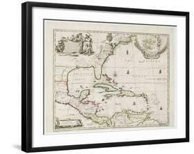 A New Map of the English Plantations in America, 1673 (Coloured Engraving)-Robert Morden-Framed Giclee Print