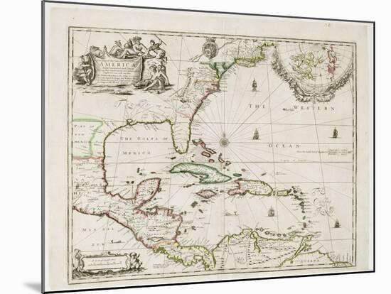 A New Map of the English Plantations in America, 1673 (Coloured Engraving)-Robert Morden-Mounted Giclee Print