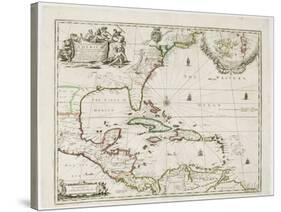 A New Map of the English Plantations in America, 1673 (Coloured Engraving)-Robert Morden-Stretched Canvas