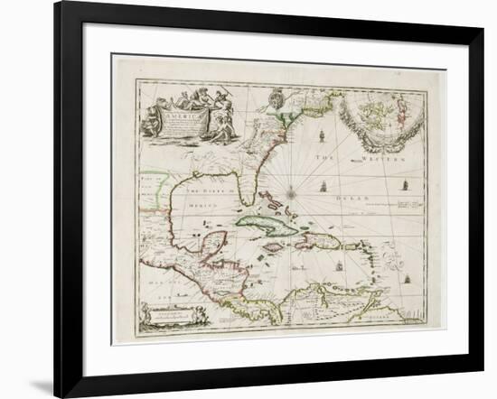 A New Map of the English Plantations in America, 1673 (Coloured Engraving)-Robert Morden-Framed Giclee Print