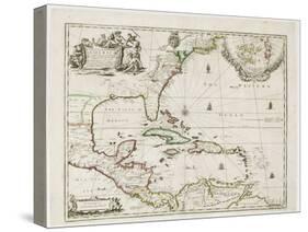 A New Map of the English Plantations in America, 1673 (Coloured Engraving)-Robert Morden-Stretched Canvas