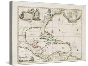 A New Map of the English Plantations in America, 1673 (Coloured Engraving)-Robert Morden-Stretched Canvas