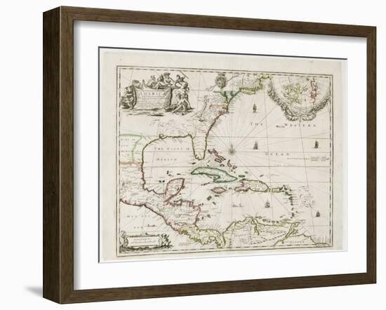 A New Map of the English Plantations in America, 1673 (Coloured Engraving)-Robert Morden-Framed Giclee Print