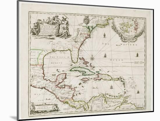 A New Map of the English Plantations in America, 1673 (Coloured Engraving)-Robert Morden-Mounted Giclee Print