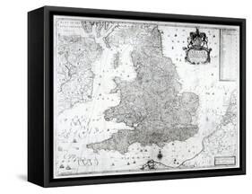 A New Map of the Kingdom of England and the Principalitie of Wales, 1669-William Berry-Framed Stretched Canvas