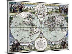 A New Map of the World (C.1702-7)-null-Mounted Giclee Print