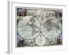 A New Map of the World (C.1702-7)-null-Framed Giclee Print