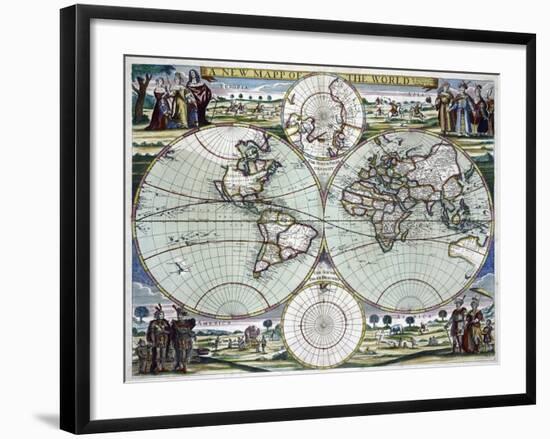 A New Map of the World (C.1702-7)-null-Framed Giclee Print