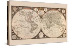 A New Map of the World : with All the New Discoveries by Capt. Cook and Other Navigators-Thomas Kitchin-Stretched Canvas