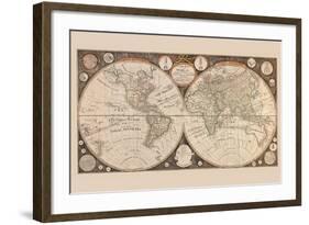 A New Map of the World : with All the New Discoveries by Capt. Cook and Other Navigators-Thomas Kitchin-Framed Art Print