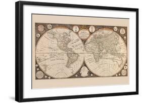 A New Map of the World : with All the New Discoveries by Capt. Cook and Other Navigators-Thomas Kitchin-Framed Art Print