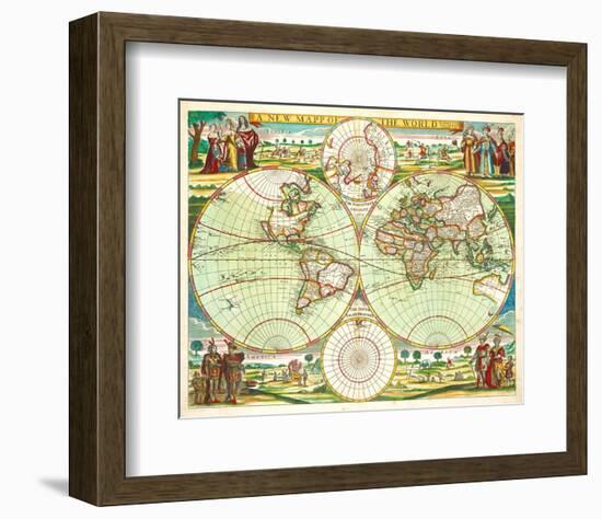 A New Mapp of the World 1676-Greene-Framed Art Print