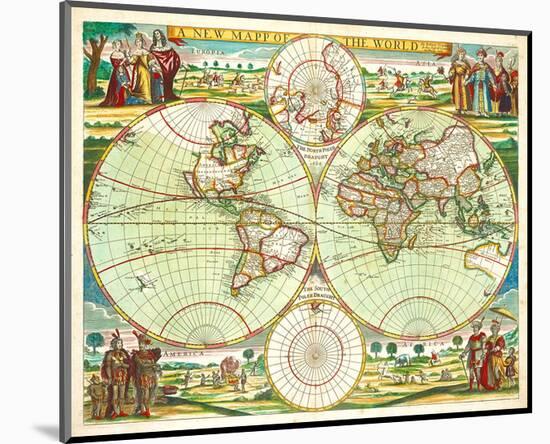 A New Mapp of the World 1676-Greene-Mounted Art Print