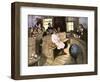 A New Student at the Centre of Attention in the Classroom of a School, around 1900. Colour Engravin-null-Framed Giclee Print