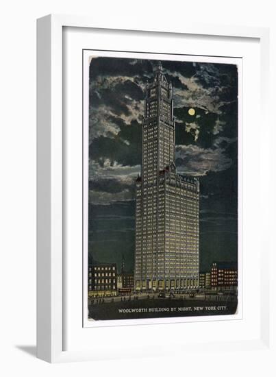 A New York Skyscraper: Woolworth Building by Night-null-Framed Art Print