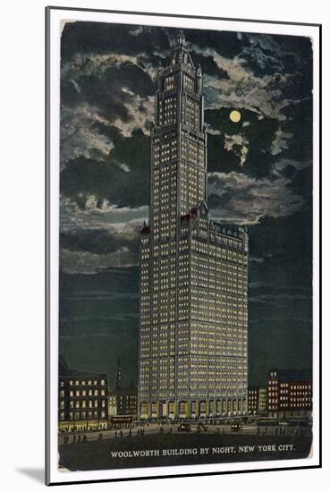 A New York Skyscraper: Woolworth Building by Night-null-Mounted Art Print