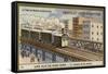 A New York Street - Elevated Railway-null-Framed Stretched Canvas