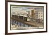 A New York Street - Elevated Railway-null-Framed Giclee Print