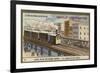 A New York Street - Elevated Railway-null-Framed Giclee Print