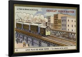 A New York Street - Elevated Railway-null-Framed Giclee Print