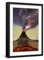 A Newly Formed Volcano Smokes with Hot Steam-null-Framed Art Print