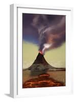 A Newly Formed Volcano Smokes with Hot Steam-null-Framed Art Print