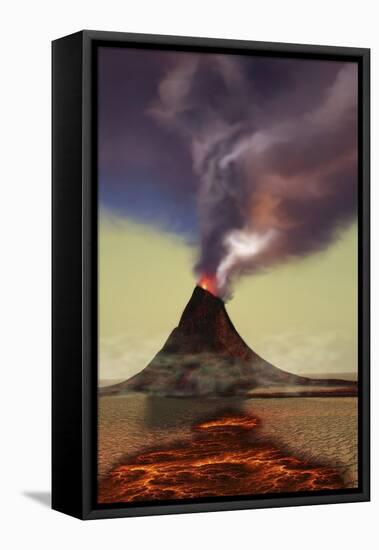 A Newly Formed Volcano Smokes with Hot Steam-null-Framed Stretched Canvas