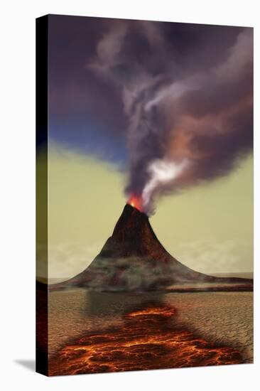 A Newly Formed Volcano Smokes with Hot Steam-null-Stretched Canvas