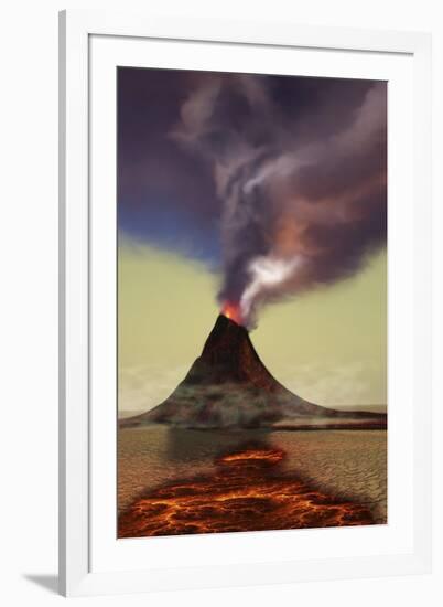 A Newly Formed Volcano Smokes with Hot Steam-null-Framed Art Print