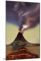A Newly Formed Volcano Smokes with Hot Steam-null-Mounted Art Print