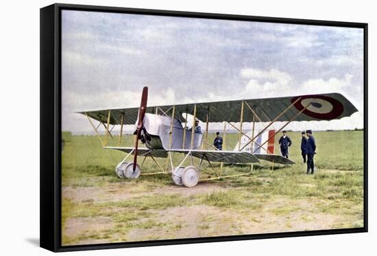 A Nieuport 10 Biplane During the Battle of the Marne East of Paris, September 1914-Jules Gervais-Courtellemont-Framed Stretched Canvas