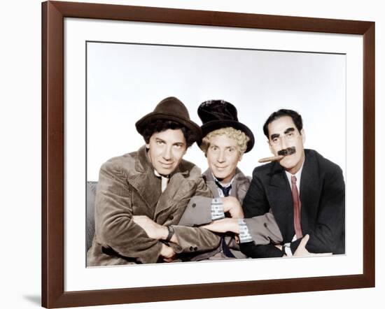 A Night at the Opera, Chico Marx, Harpo Marx, Groucho Marx, 1935-null-Framed Photo