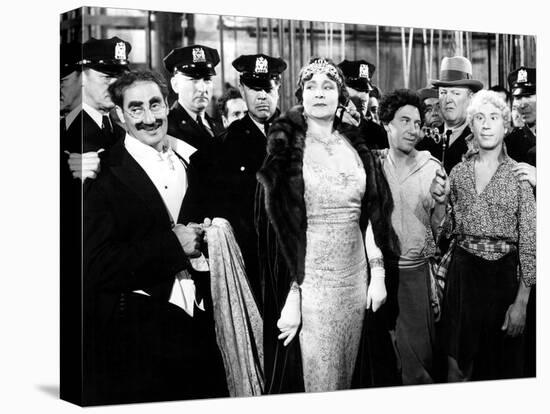 A Night at the Opera, Groucho Marx, Margaret Dumont, Chico Marx, Robert O'Connor, Harpo Marx, 1935-null-Stretched Canvas