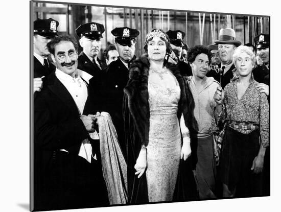 A Night at the Opera, Groucho Marx, Margaret Dumont, Chico Marx, Robert O'Connor, Harpo Marx, 1935-null-Mounted Photo