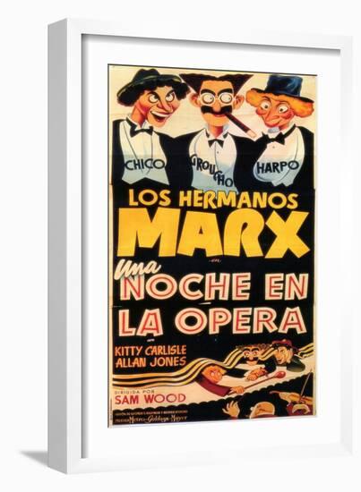 A Night At The Opera, Spanish Movie Poster, 1935-null-Framed Art Print