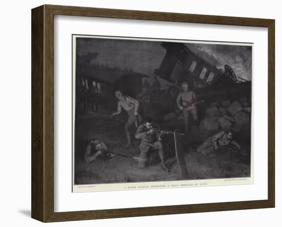 A Night Attack, Defending a Train Derailed by Boers-Frank Dadd-Framed Giclee Print