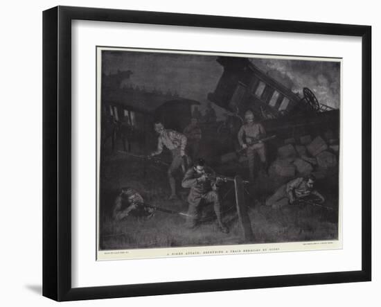 A Night Attack, Defending a Train Derailed by Boers-Frank Dadd-Framed Giclee Print