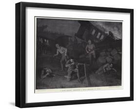 A Night Attack, Defending a Train Derailed by Boers-Frank Dadd-Framed Giclee Print