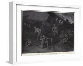 A Night Attack, Defending a Train Derailed by Boers-Frank Dadd-Framed Giclee Print