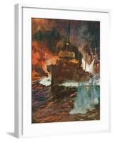 'A Night Attack. Torpedo-Boats at Work', c1918 (1919)-Charles Dixon-Framed Giclee Print