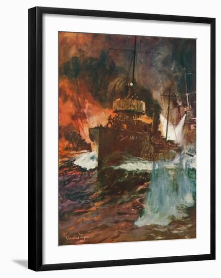 'A Night Attack. Torpedo-Boats at Work', c1918 (1919)-Charles Dixon-Framed Giclee Print