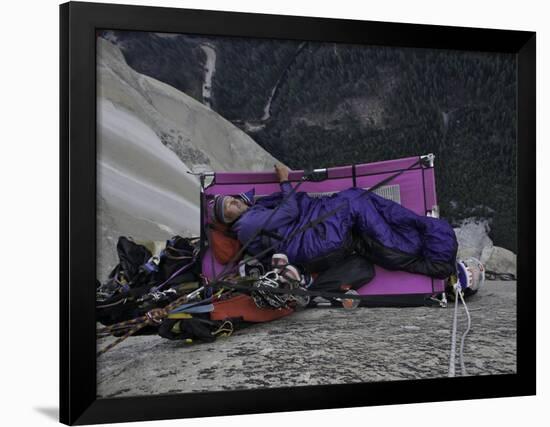 A Night in the Portaledge Climbing El Capitan, Yosemite National Park-Michael Brown-Framed Photographic Print