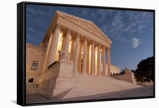 A Night Shot of the Front of the US Supreme Court in Washington, Dc.-Gary Blakeley-Framed Stretched Canvas