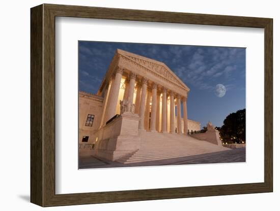 A Night Shot of the Front of the US Supreme Court in Washington, Dc.-Gary Blakeley-Framed Photographic Print