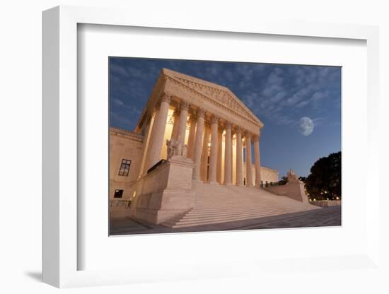 A Night Shot of the Front of the US Supreme Court in Washington, Dc.-Gary Blakeley-Framed Photographic Print