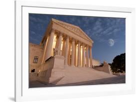 A Night Shot of the Front of the US Supreme Court in Washington, Dc.-Gary Blakeley-Framed Photographic Print