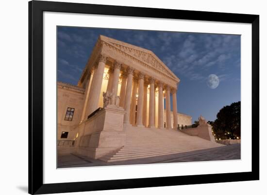 A Night Shot of the Front of the US Supreme Court in Washington, Dc.-Gary Blakeley-Framed Photographic Print