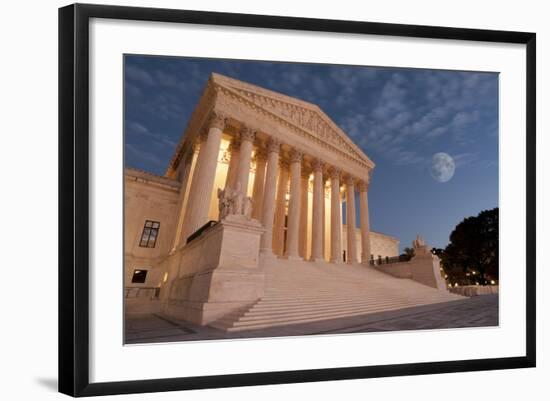 A Night Shot of the Front of the US Supreme Court in Washington, Dc.-Gary Blakeley-Framed Photographic Print